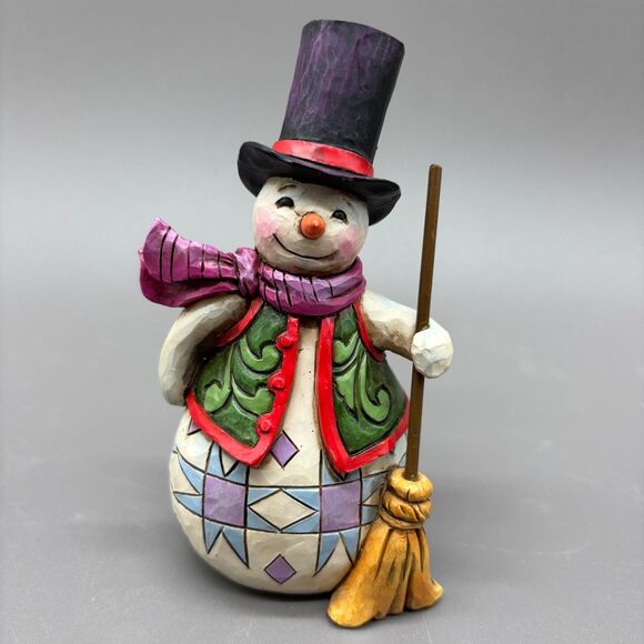 Jim Shore Heartwood Creek Snowman Ready Set Snow Figurine 2015 Enesco 5" 4047773 - Picture 1 of 7
